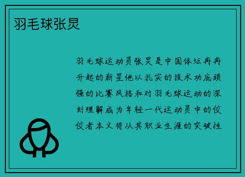 羽毛球张炅
